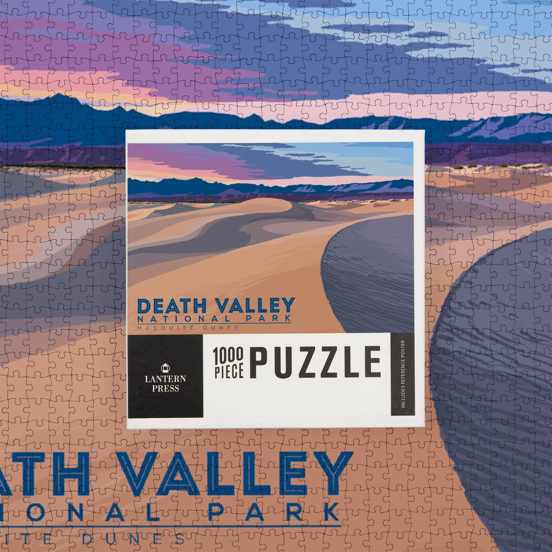 Death Valley National Park, California, Mesquite Dunes, Sunset, Painterly, Jigsaw Puzzle Puzzle Lantern Press 