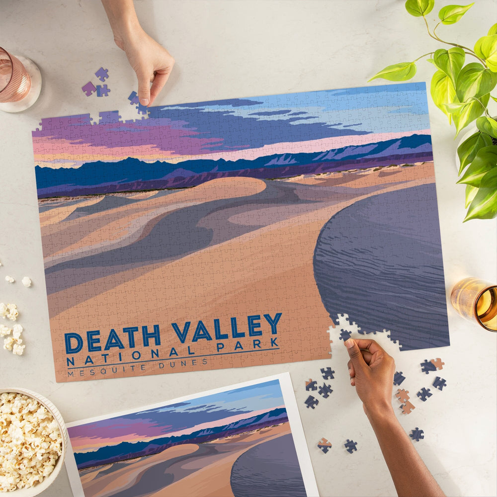 Death Valley National Park, California, Mesquite Dunes, Sunset, Painterly, Jigsaw Puzzle Puzzle Lantern Press 