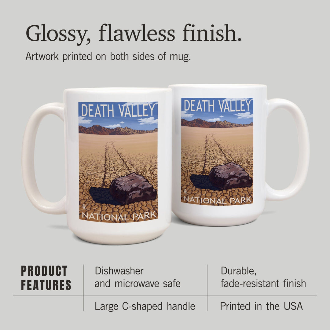 Death Valley National Park, California, Moving Rocks, Lantern Press Artwork, Ceramic Mug Mugs Lantern Press 