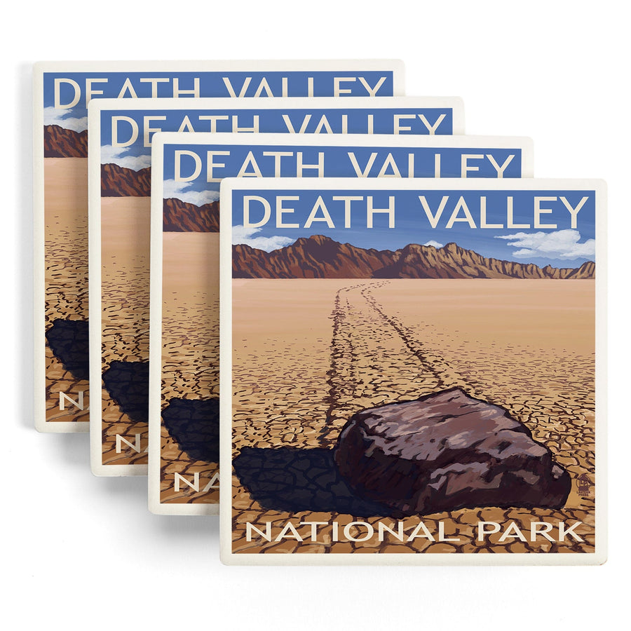 Death Valley National Park, California, Moving Rocks, Lantern Press Artwork, Coaster Set - Lantern Press