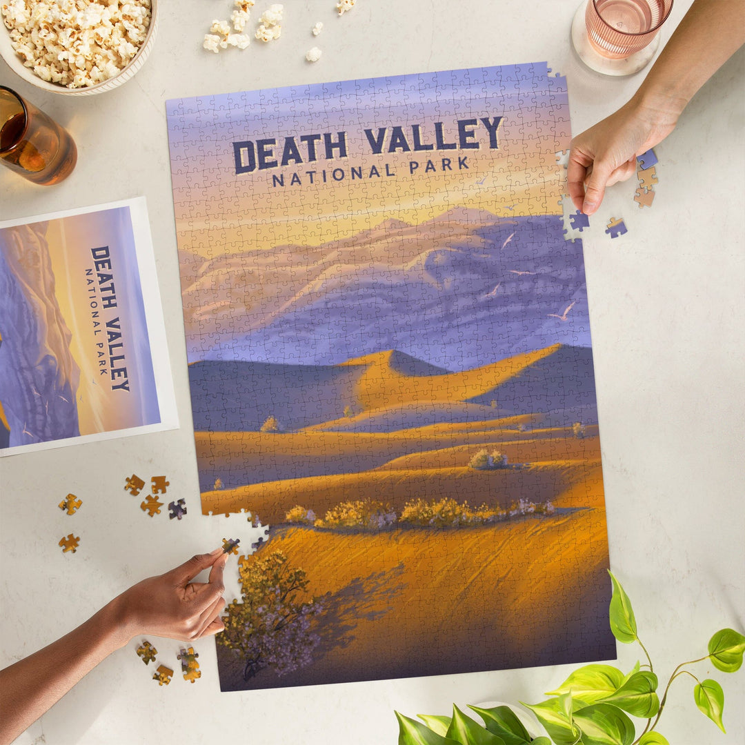 Death Valley National Park, California, Sand Dune Sunset, Oil Painting, Jigsaw Puzzle Puzzle Lantern Press 