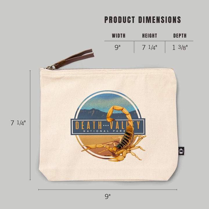 Death Valley National Park, California, Scorpion, Lithograph,, Organic Cotton Zipper Pouch, Go Bag Go Bag Lantern Press 