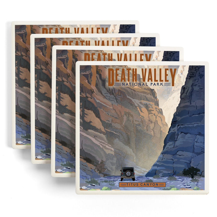 Death Valley National Park, California, Titus Canyon, Lithograph National Park Series, Coasters Coasters Lantern Press 