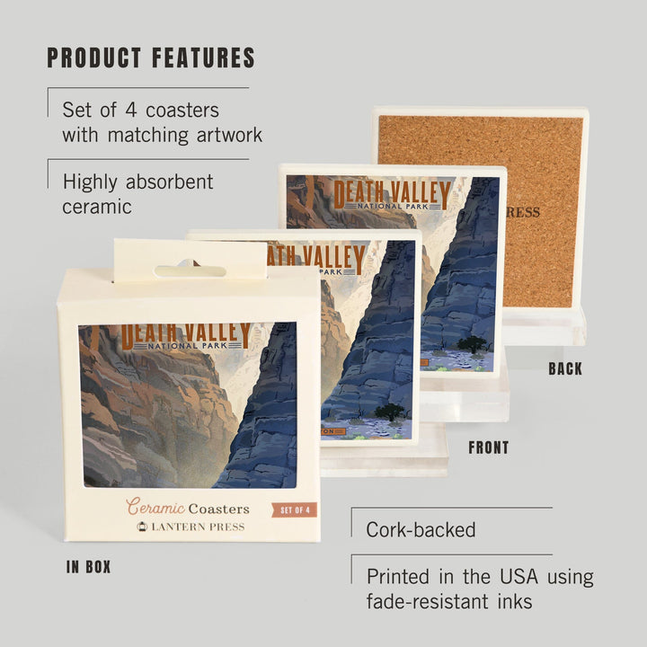 Death Valley National Park, California, Titus Canyon, Lithograph National Park Series, Coasters Coasters Lantern Press 