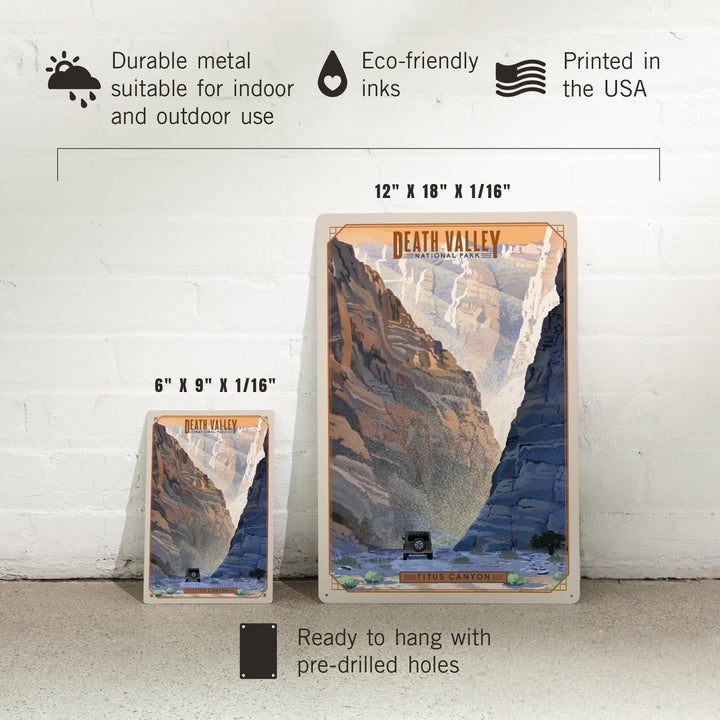 Death Valley National Park, California, Titus Canyon, Lithograph National Park Series, Metal Signs Metal Lantern Press 