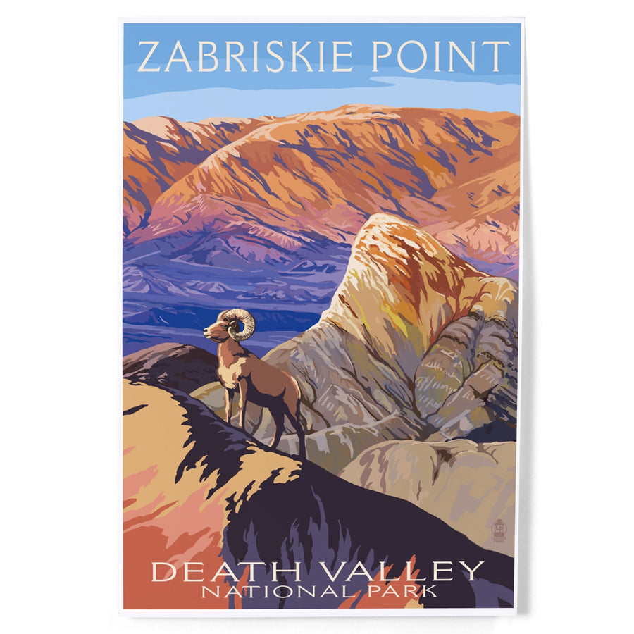 Death Valley National Park, California, Zabriskie Point and Bighorns, Painterly Series, Art & Giclee Prints Art Lantern Press 