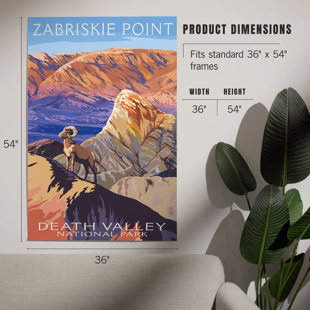 Death Valley National Park, California, Zabriskie Point and Bighorns, Painterly Series, Art & Giclee Prints Art Lantern Press 
