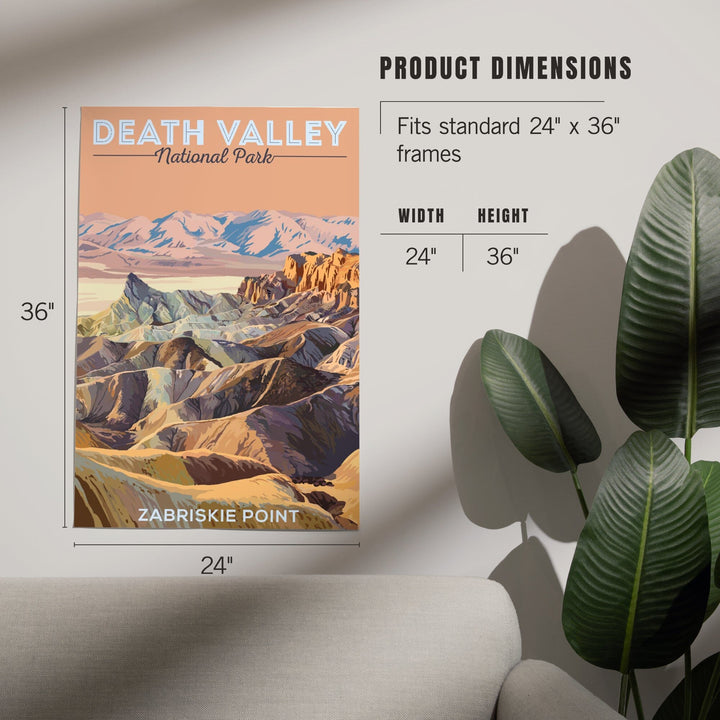 Death Valley National Park, California, Zabriskie Point, Painterly National Park Series, Art & Giclee Prints Art Lantern Press 