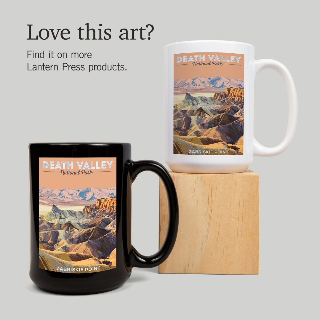 Death Valley National Park, California, Zabriskie Point, Painterly National Park Series, Lantern Press Artwork, Ceramic Mug Mugs Lantern Press 
