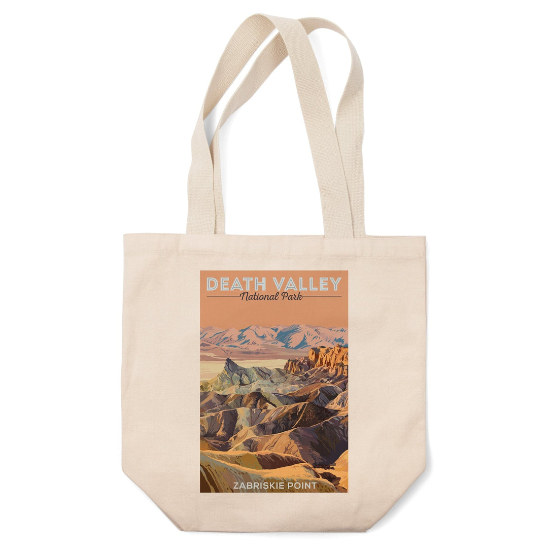 Death Valley National Park, California, Zabriskie Point, Painterly National Park Series, Lantern Press Artwork, Tote Bag Totes Lantern Press 