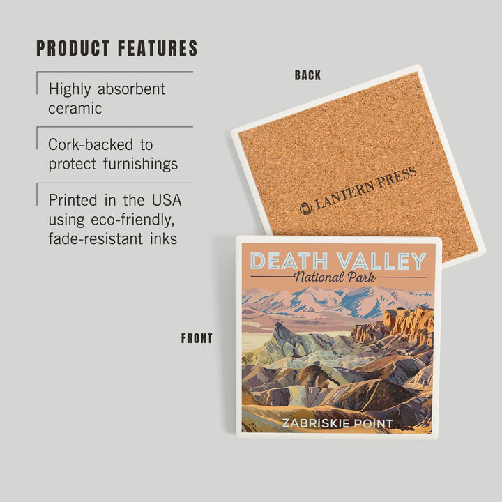 Death Valley National Park, California, Zabriskie Point, Painterly Series, Coasters Coasters Lantern Press 