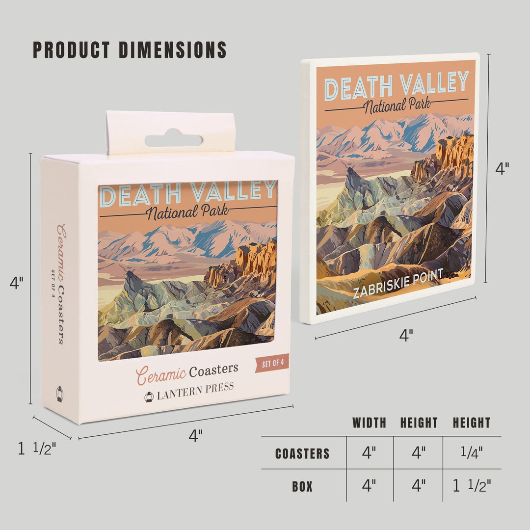 Death Valley National Park, California, Zabriskie Point, Painterly Series, Coasters Coasters Lantern Press 