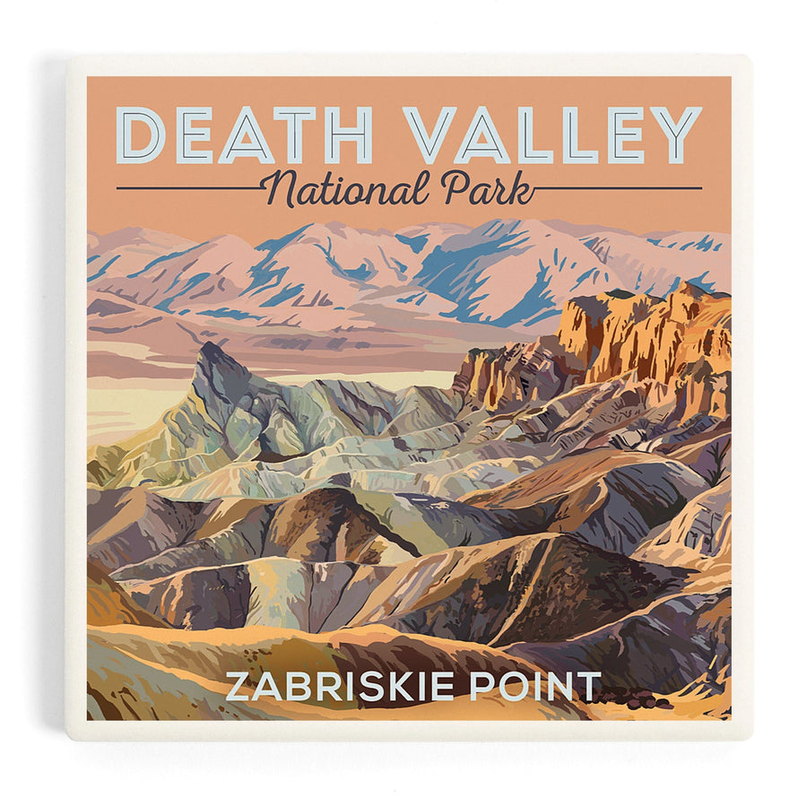 Death Valley National Park, California, Zabriskie Point, Painterly Series, Coasters Coasters Lantern Press 