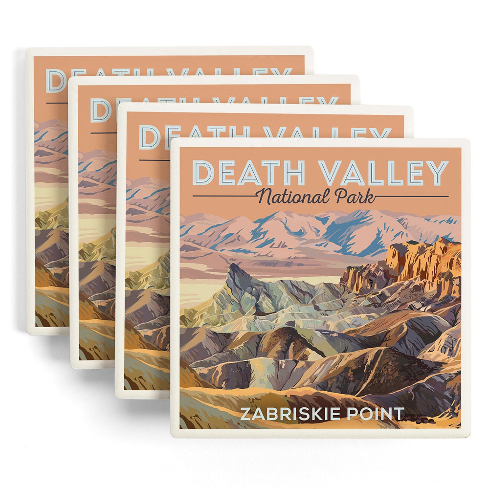 Death Valley National Park, California, Zabriskie Point, Painterly Series, Coasters Coasters Lantern Press 