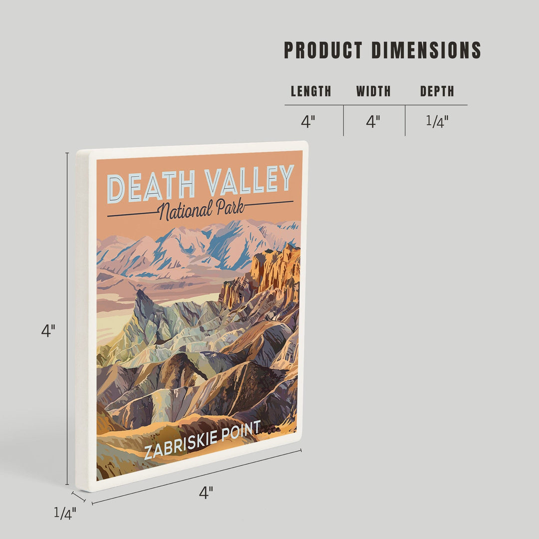 Death Valley National Park, California, Zabriskie Point, Painterly Series, Coasters Coasters Lantern Press 