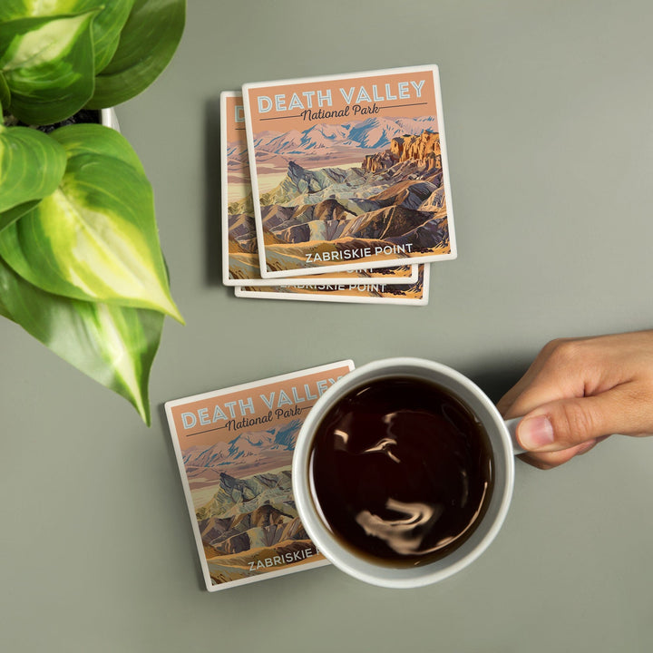 Death Valley National Park, California, Zabriskie Point, Painterly Series, Coasters Coasters Lantern Press 
