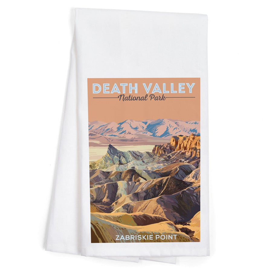 Death Valley National Park, California, Zabriskie Point, Painterly Series, Organic Cotton Kitchen Tea Towels Kitchen Lantern Press 