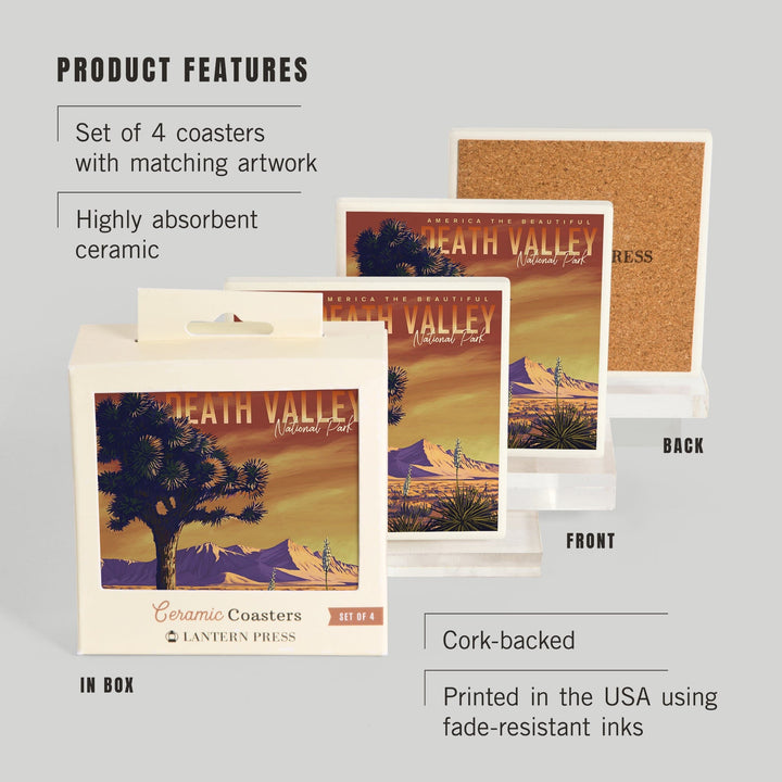 Death Valley National Park, Painterly, Joshua Tree, Coasters Coasters Lantern Press 