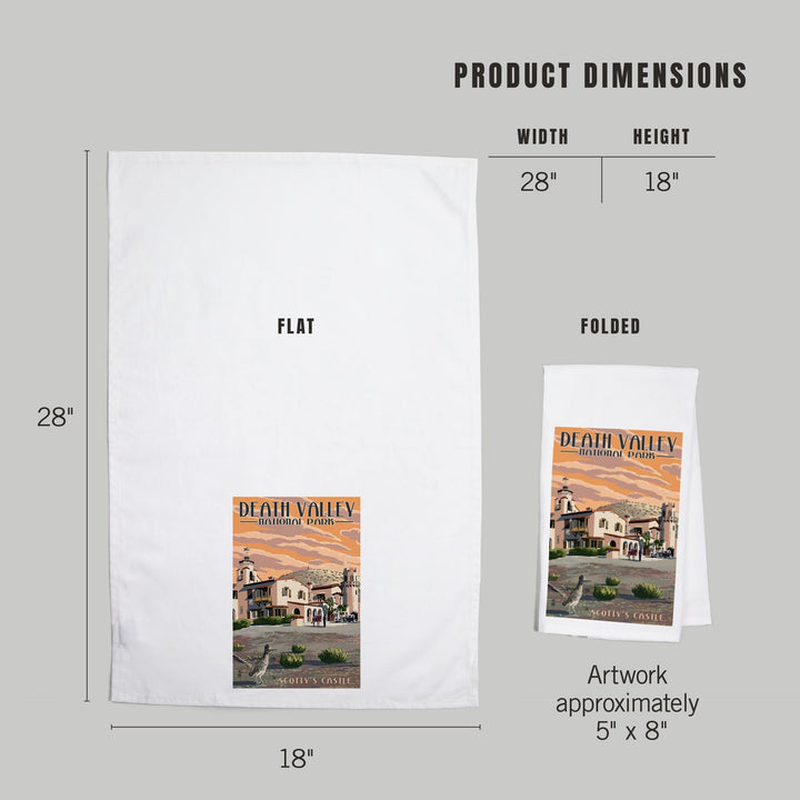 Death Valley National Park, Scotty's Castle, Painterly Series, Organic Cotton Kitchen Tea Towels Kitchen Lantern Press 