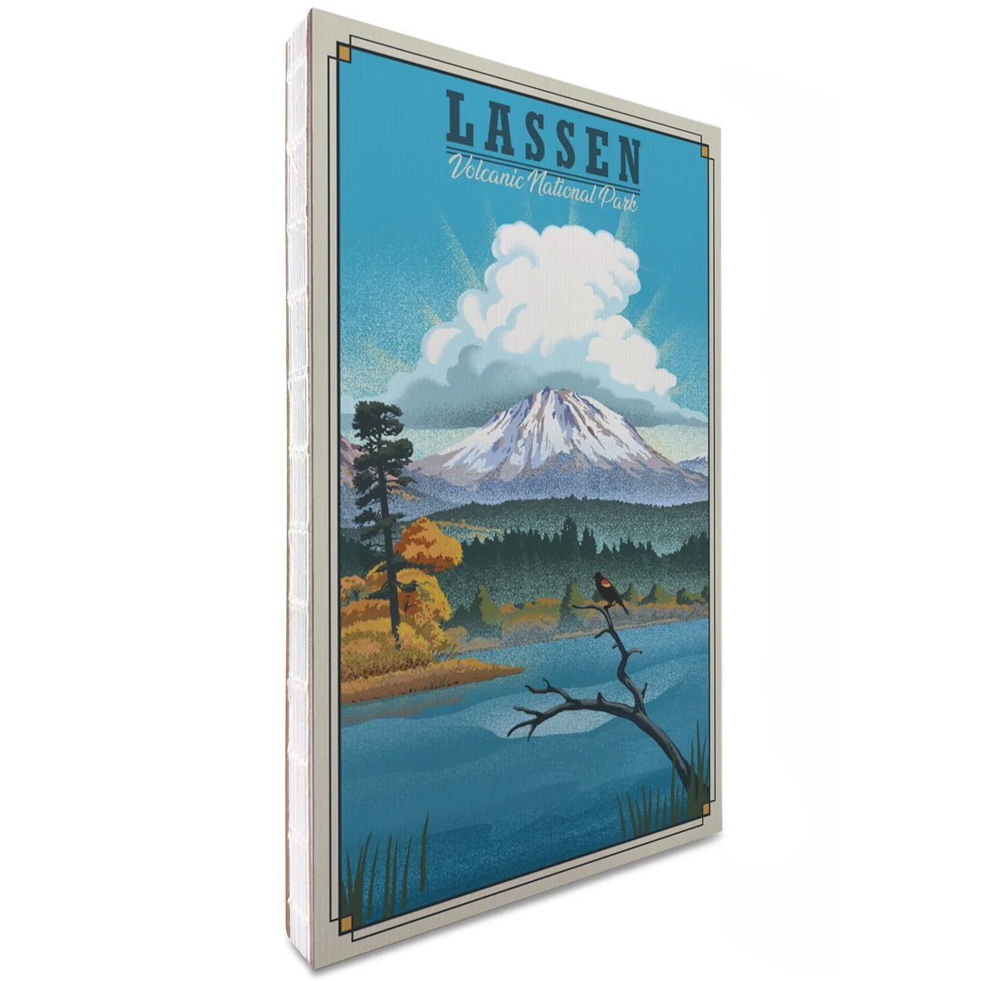 Lined 6x9 Journal, Lassen Volcanic National Park, California, Lithograph National Park Series, Lay Flat, 193 Pages, FSC paper