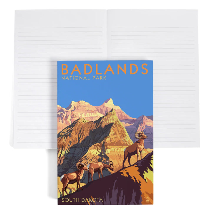 Lined 6x9 Journal, Badlands National Park, South Dakota, Bighorn Sheep, Lay Flat, 193 Pages, FSC paper