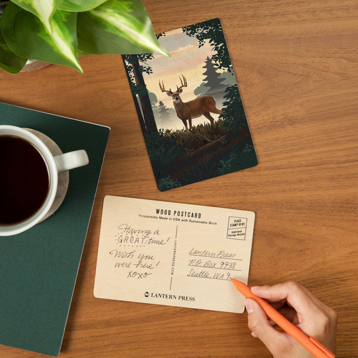 Painterly, Deer and Sunrise, Wood Sign and Postcards