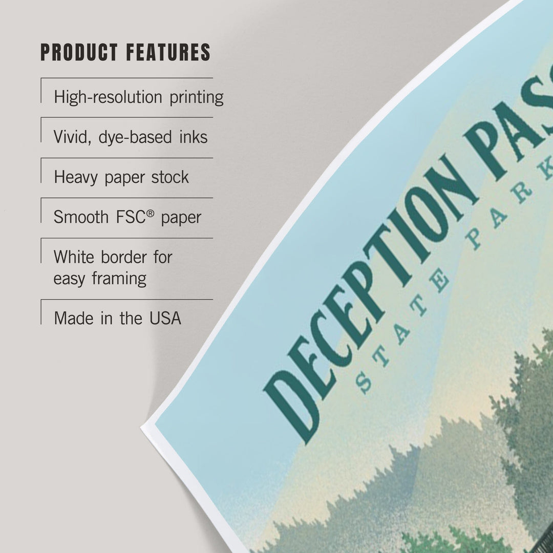 Deception Pass State Park, Washington, Lithograph, Art & Giclee Prints Art Lantern Press 