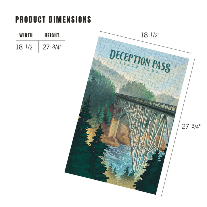 Deception Pass State Park, Washington, Lithograph, Jigsaw Puzzle Puzzle Lantern Press 