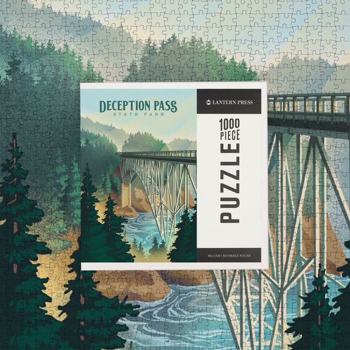Deception Pass State Park, Washington, Lithograph, Jigsaw Puzzle Puzzle Lantern Press 