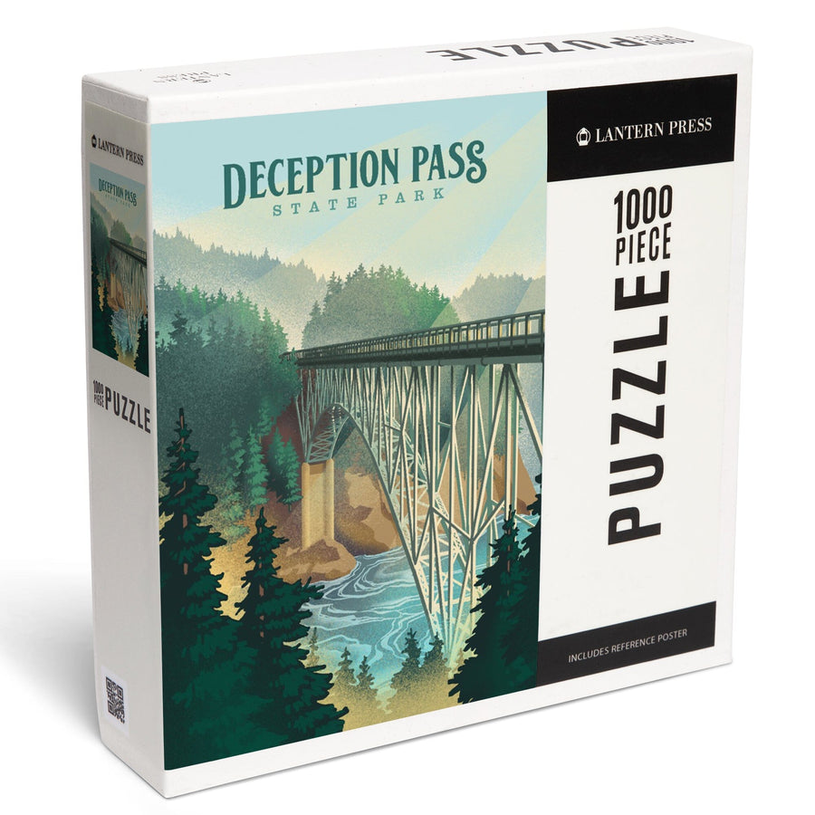 Deception Pass State Park, Washington, Lithograph, Jigsaw Puzzle Puzzle Lantern Press 