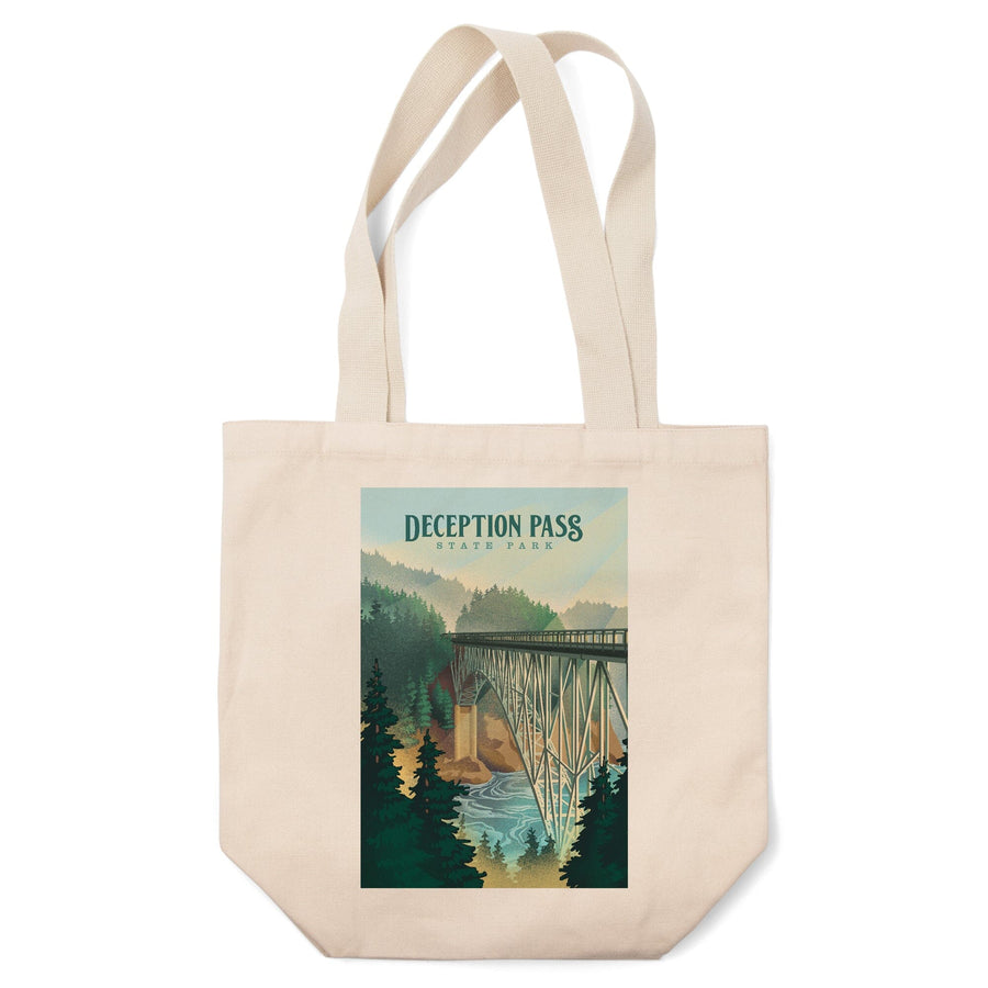 Deception Pass State Park, Washington, Lithograph, Tote Bag Totes Lantern Press 