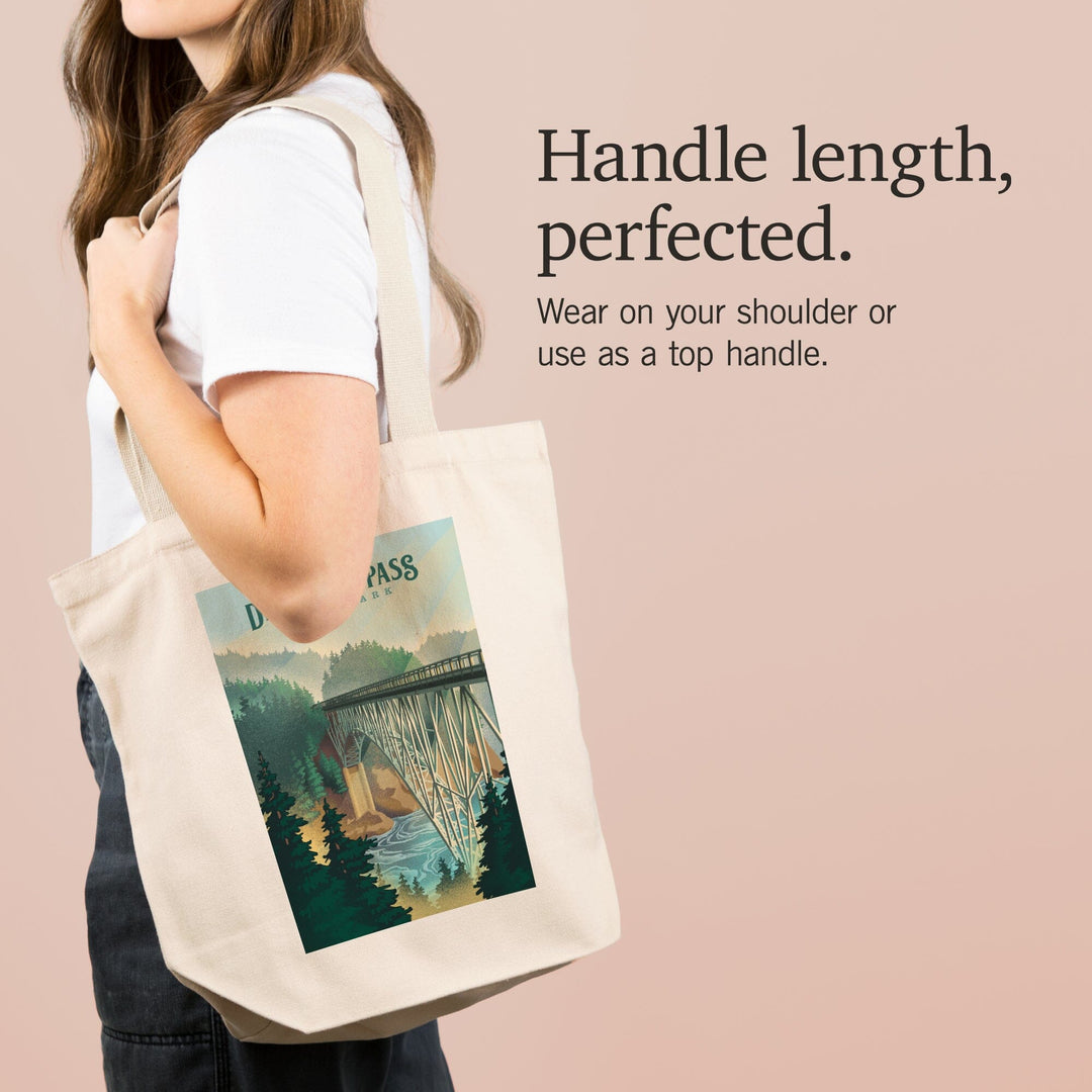 Deception Pass State Park, Washington, Lithograph, Tote Bag Totes Lantern Press 