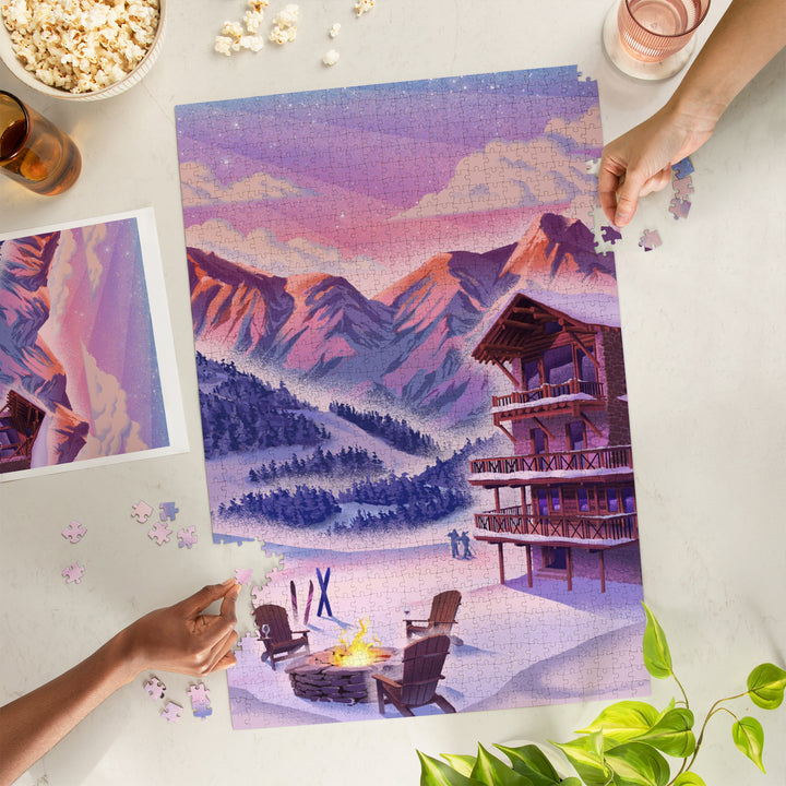 Lithograph, Apres Ski, 1000 Piece Jigsaw Puzzle