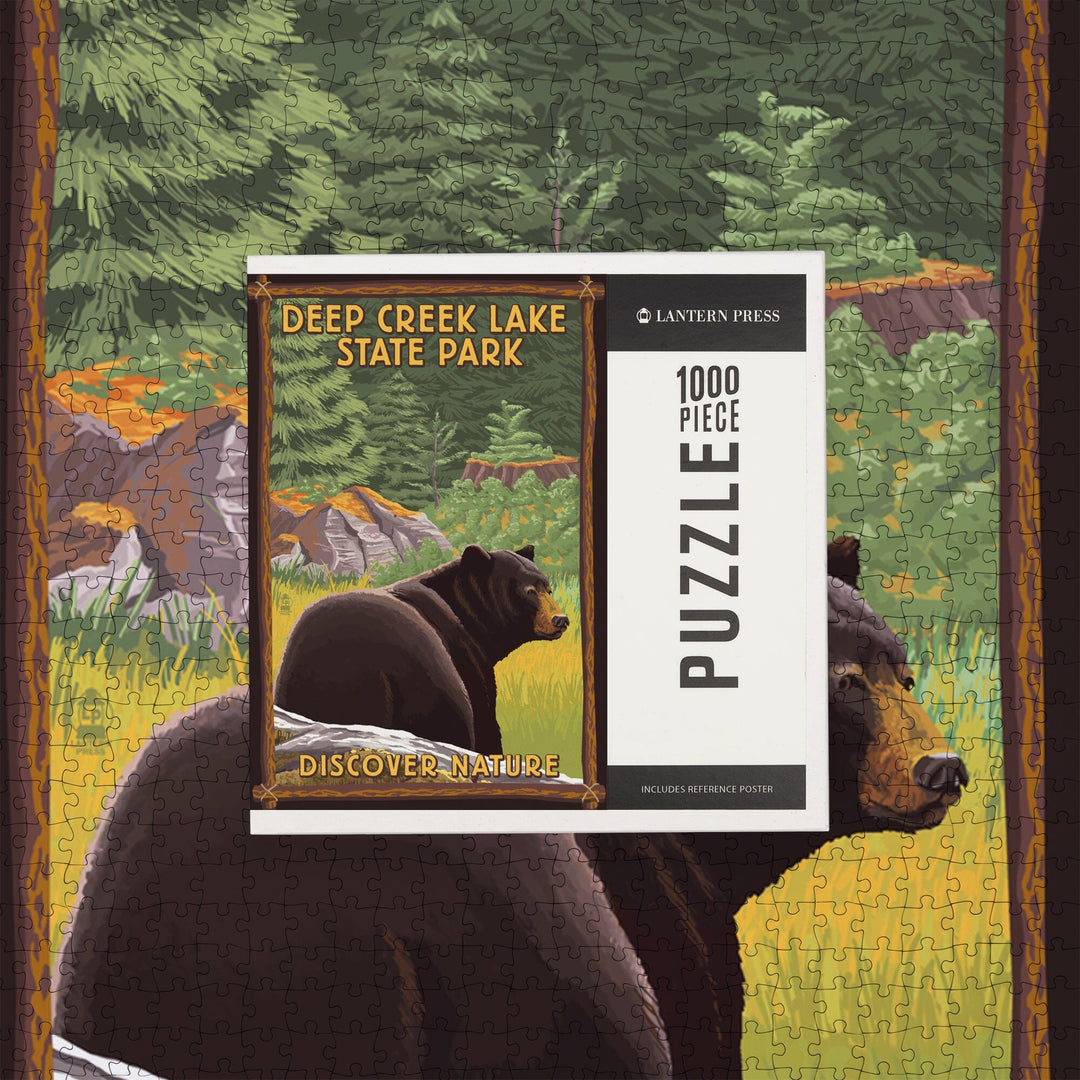 Deep Creek Lake State Park, Maryland, Bear in Forest, Jigsaw Puzzle Puzzle Lantern Press 