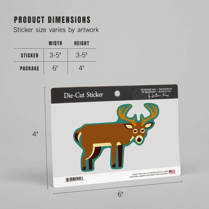 Deer, Geometric, Contour, Vinyl Sticker Sticker Lantern Press 