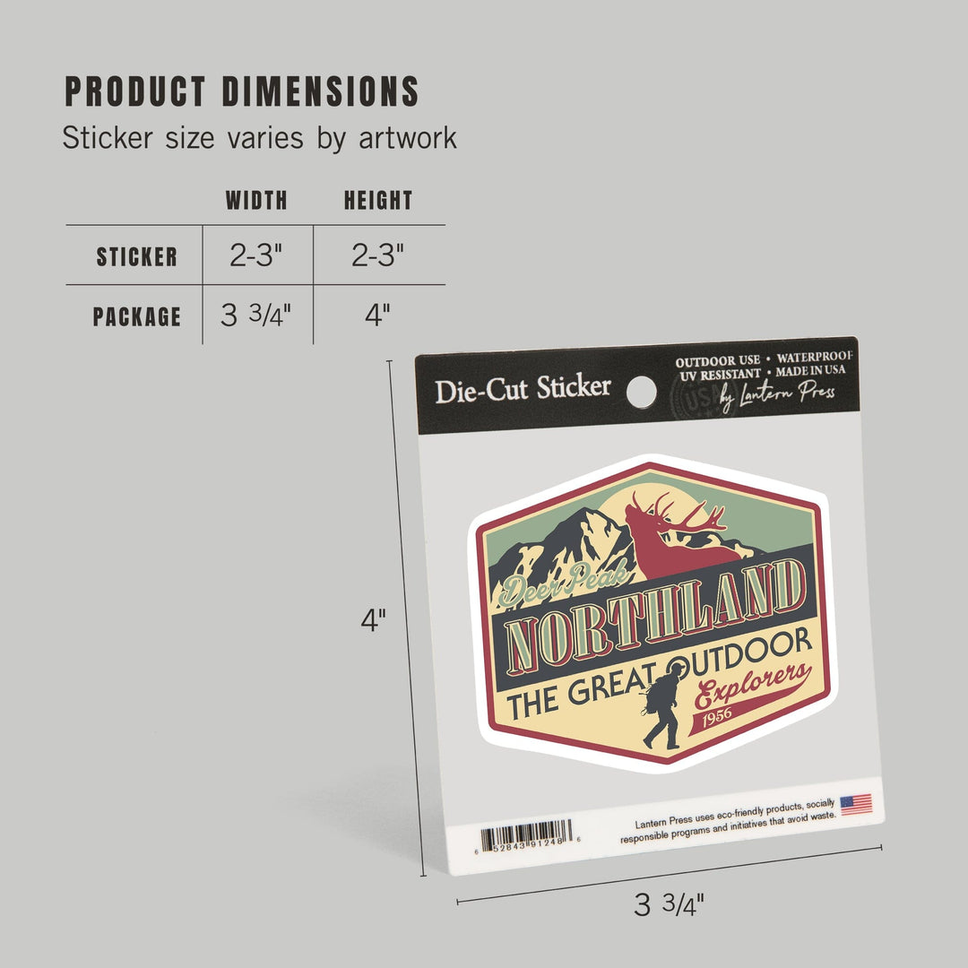 Deer Peak, Est 1956, Northland, Vintage, Contour, Vinyl Sticker Sticker Lantern Press 