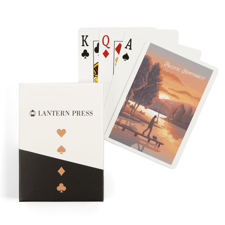Playing Cards, Pacific Northwest, This is Living, Fishing with Hills, 52 Card Deck with Jokers in Box, Unique Art