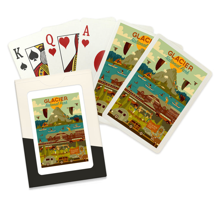 Playing Cards, Glacier National Park, Montana, Geometric National Park Series, 52 Card Deck with Jokers in Box, Unique Art