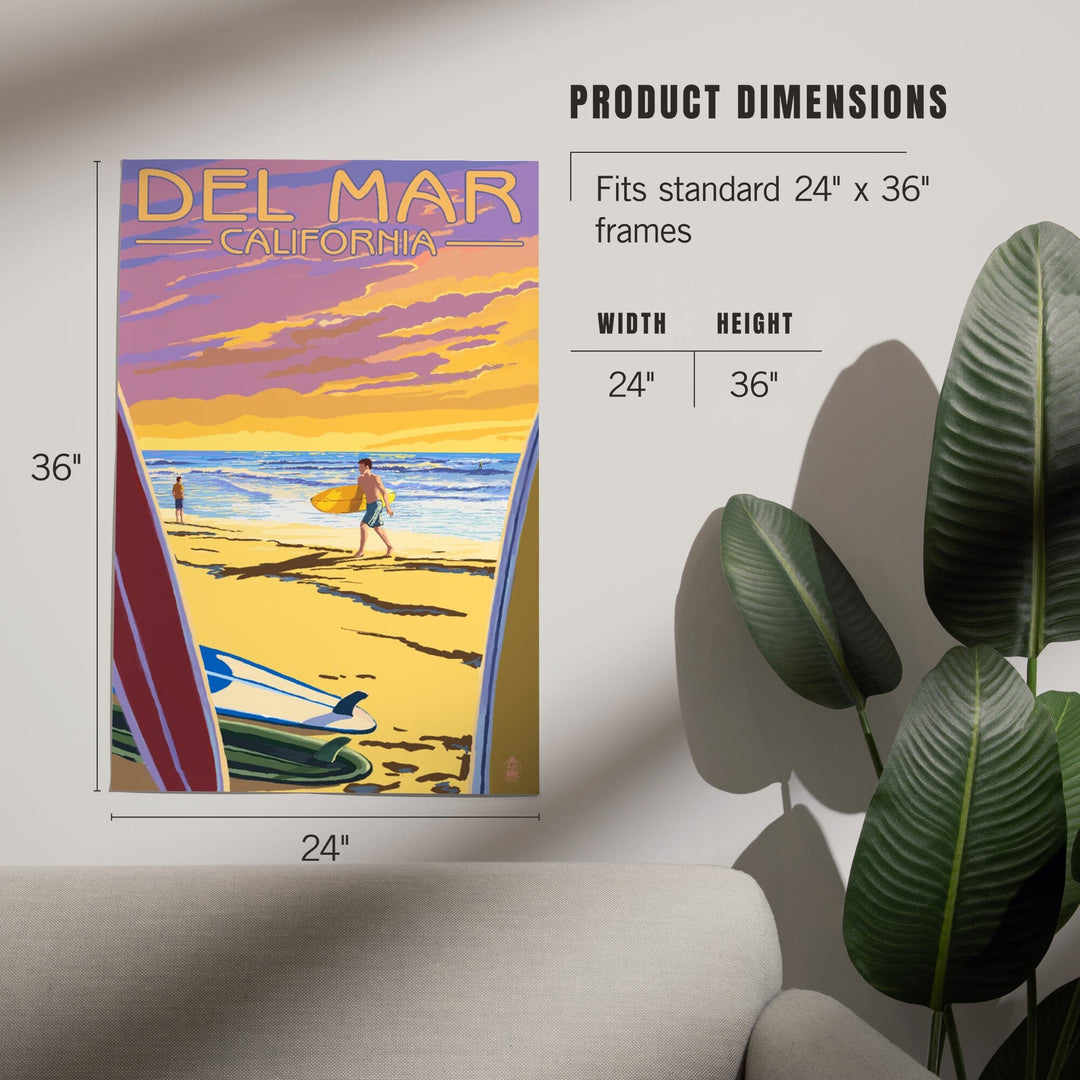 Del Mar, California, Surfers at Sunset, Art & Giclee Prints Art Lantern Press 