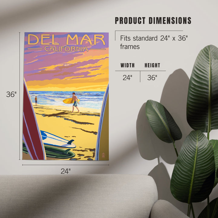 Del Mar, California, Surfers at Sunset, Art & Giclee Prints Art Lantern Press 