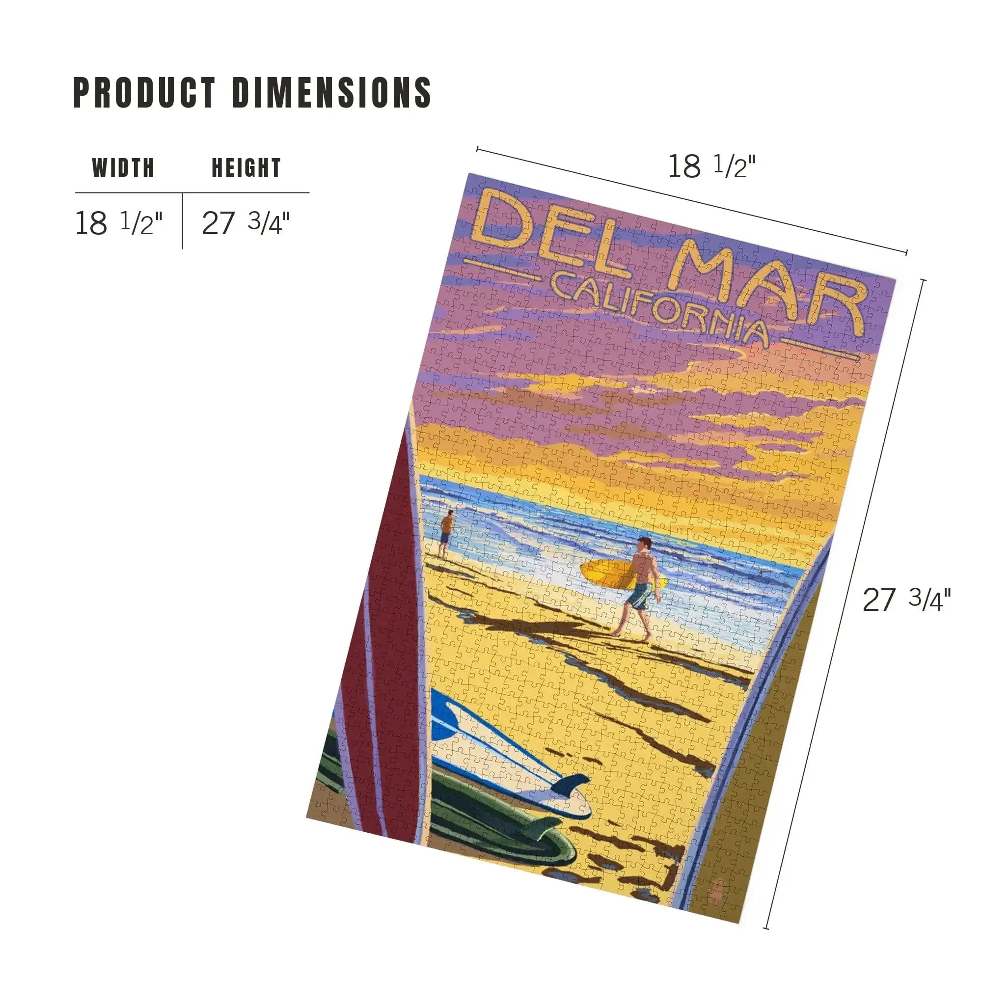 Del Mar, California, Surfers at Sunset, 1000 piece jigsaw puzzle