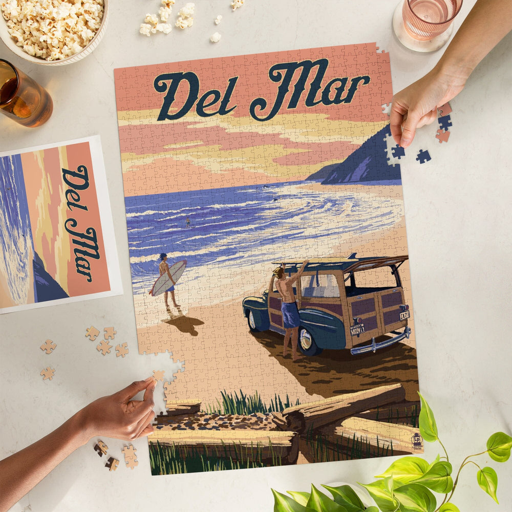 Del Mar, California, Woody on Beach, Jigsaw Puzzle Puzzle Lantern Press 