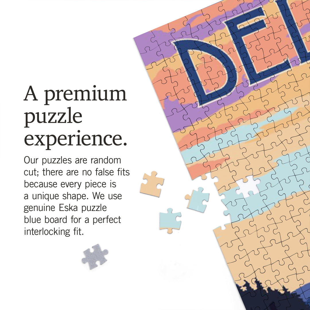 Delavan, Wisconsin, Canoe and Lake, Jigsaw Puzzle Puzzle Lantern Press 