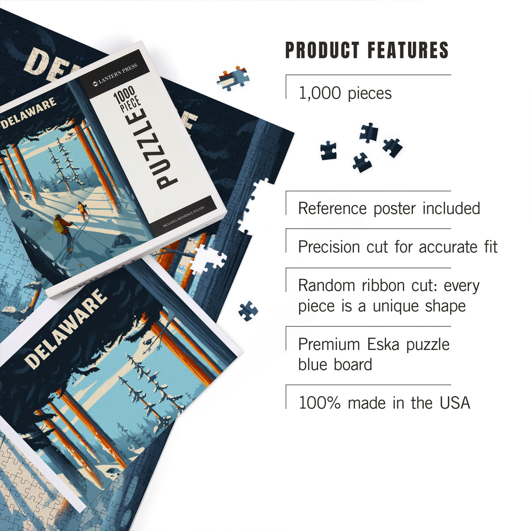 Delaware, Better on Foot, Snowshoeing, Jigsaw Puzzle Puzzle Lantern Press 