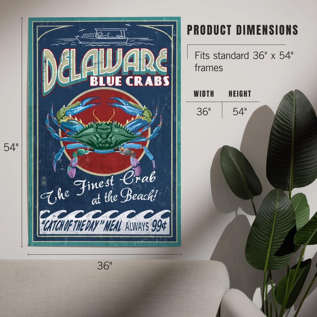 Delaware Blue Crabs Vintage Sign, Best at the Beach, Art & Giclee Prints Art Lantern Press 