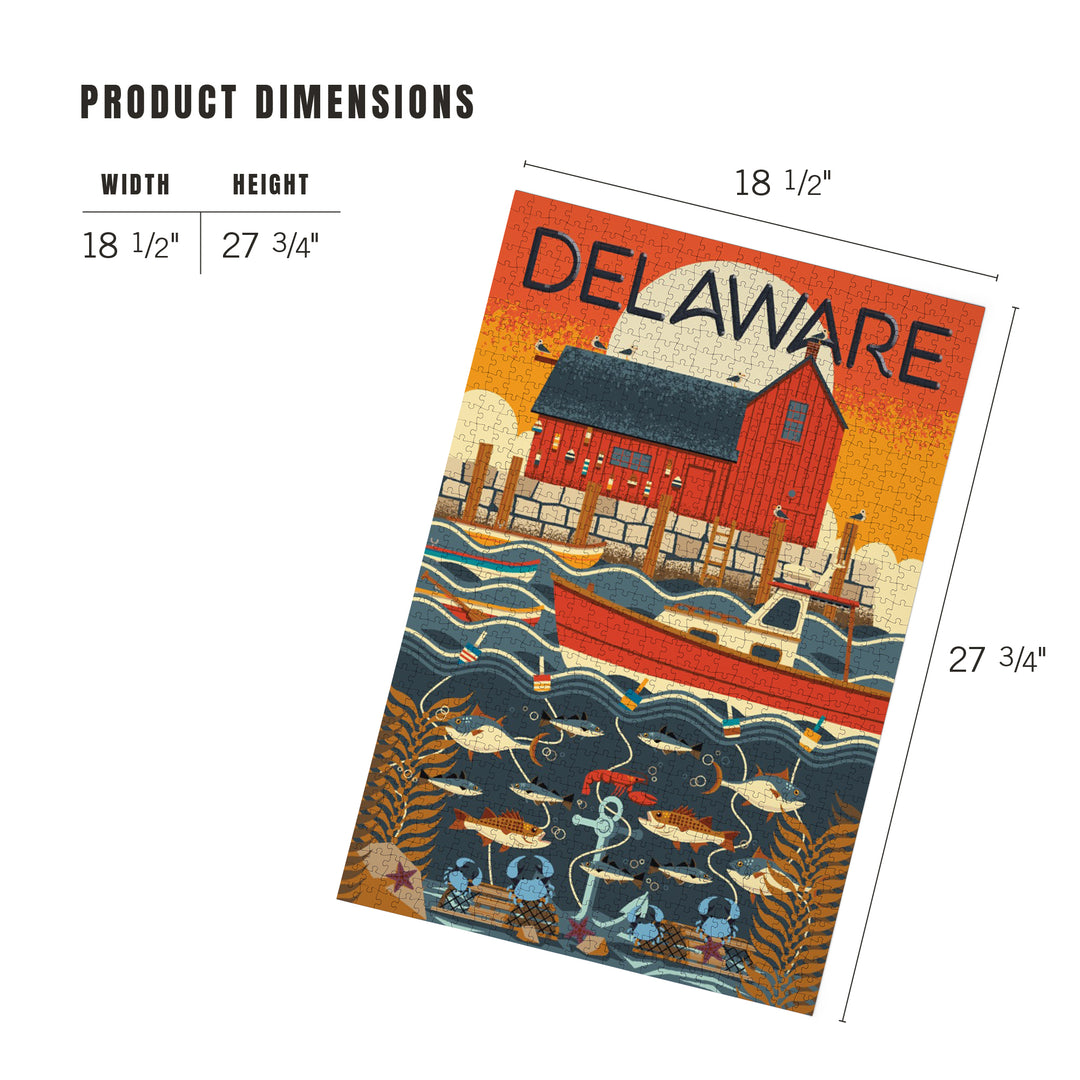 Delaware, Geometric, Jigsaw Puzzle Puzzle Lantern Press 
