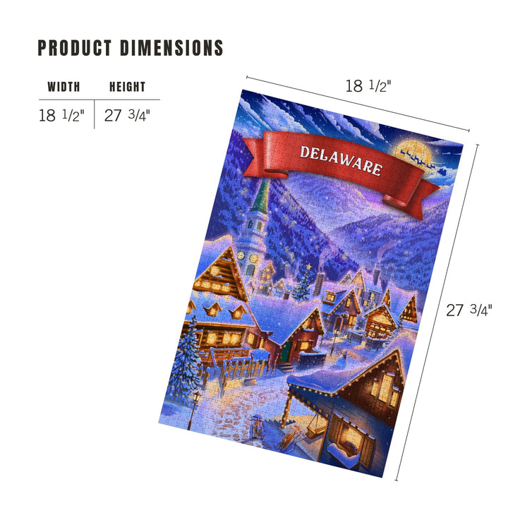 Delaware, Sleepy Winter Village, Jigsaw Puzzle Puzzle Lantern Press 