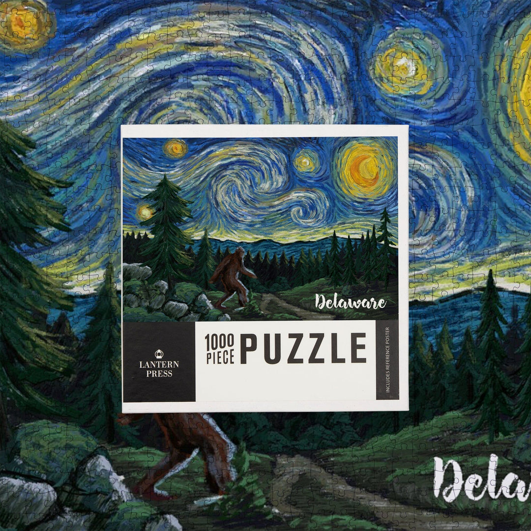 Delaware, Starry Night, Bigfoot, Jigsaw Puzzle Puzzle Lantern Press 