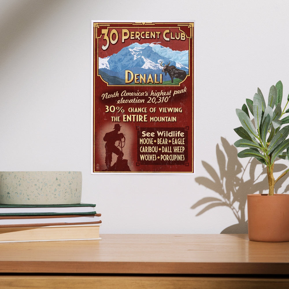 Denali, Alaska, 30% Club Vintage Sign, Art & Giclee Prints Art Lantern Press 