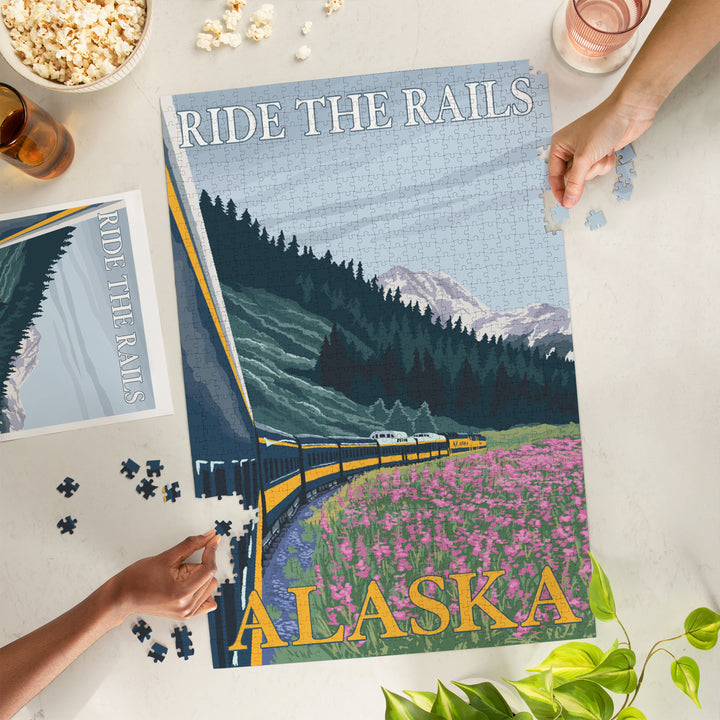 Denali, Alaska, Alaska Railroad Scene, Jigsaw Puzzle Puzzle Lantern Press 